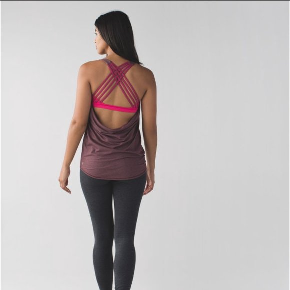 Lululemon Wild Tank Heathered Bordeaux Drama/Bon Bon Wee Stripe Bordeaux Drama 6 - Picture 4 of 16